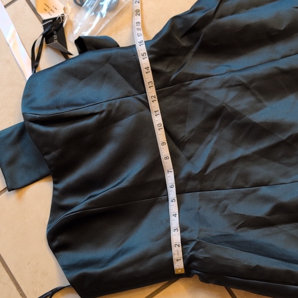 NWT Alfred Sung Strapless A-line Satin Gown Modern Bow Detail Evergreen 14 - Picture 8 of 13